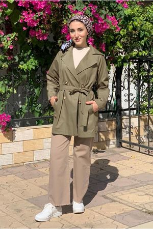 25K5010 - HAKİ  - BASIC DÜĞMELİ TRENÇKOT