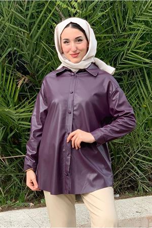 25K5261 - MOR - ŞARDONLU DERİ CEKET GÖMLEK