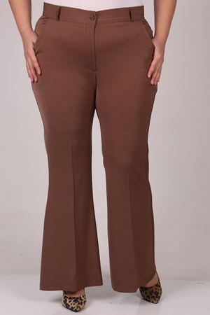 29031 Büyük Beden İspanyol Paça Pantolon - Vizon