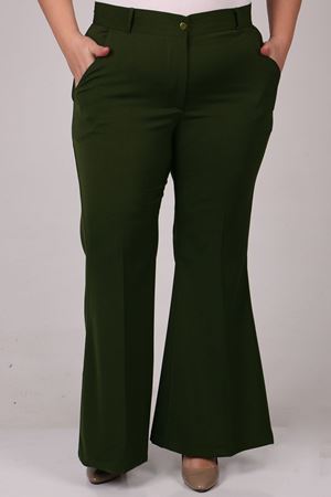 29031 Büyük Beden İspanyol Paça Pantolon - Haki