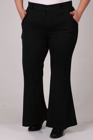 29031 Büyük Beden İspanyol Paça Pantolon - Siyah