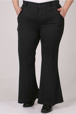 25K29031 - SİYAH - Büyük Beden İspanyol Paça Pantolon