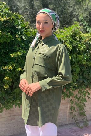 25Y5244 - HAKİ - JAKARLI CEPLİ GÖMLEK CEKET 