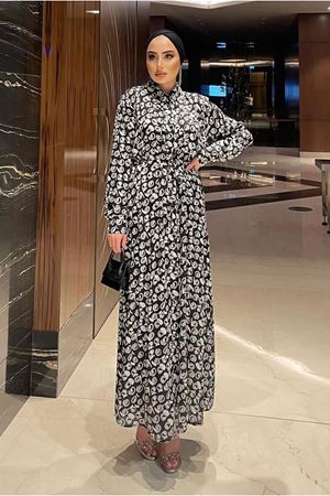 25Y3381 -  SİYAH - ROSA SATEN ELBİSE