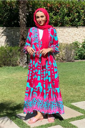 25Y3541 - FUŞYA  - BEGONVİL VİSKON ELBİSE