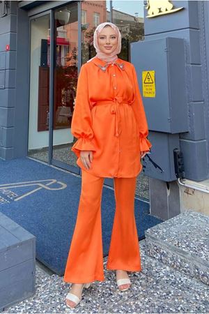 25Y3265 - TURUNCU -  KELEBEK SATEN TAKIM