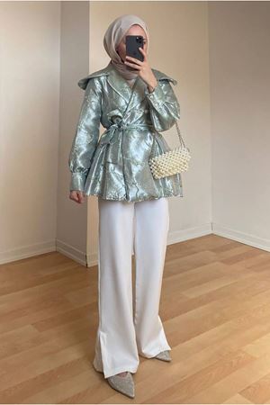 25Y3202 - YEŞİL - ABİYE CEKETLİ İKİLİ TAKIM 