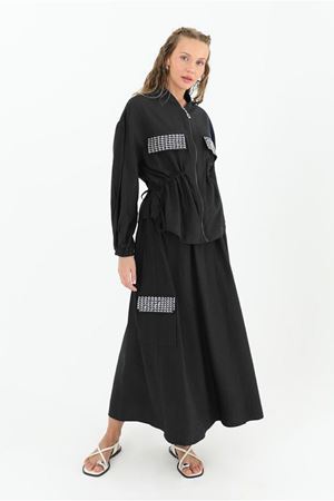 25Y2225 - SİYAH  - CEKETİ FERMUARLI ETEKLİ TAKIM