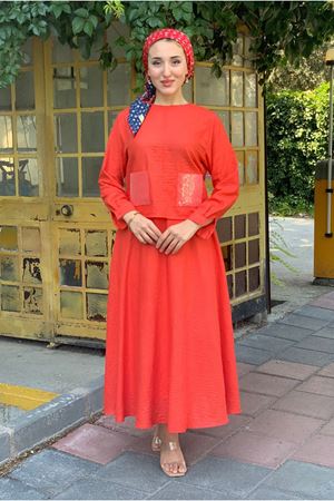 25Y3589 - AÇIK KIRMIZI - PUL DETAYLI ETEKLİ TAKIM