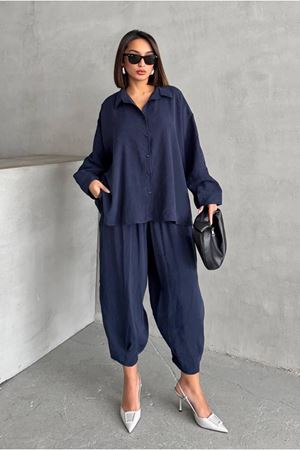 25Y7520 - LACİVERT - ŞALVAR PANTOLON TAKIM