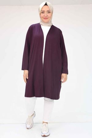 43008 Büyük Beden Penye Ceket - Mor