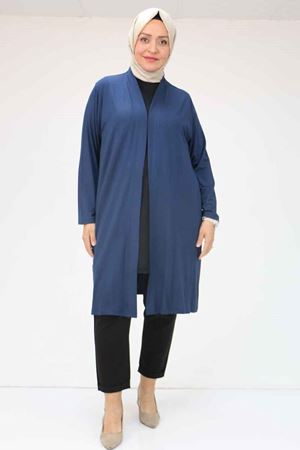 43008 Büyük Beden Penye Ceket - Lacivert