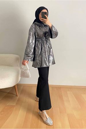 25Y3239 - SİYAH - PARLAK BASKILI ŞIK TAKIM