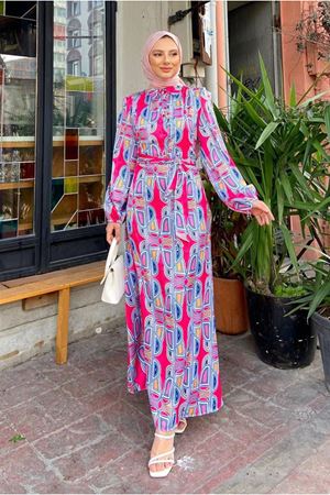 25Y3521 - FUŞYA - ALARA SATEN ELBİSE 