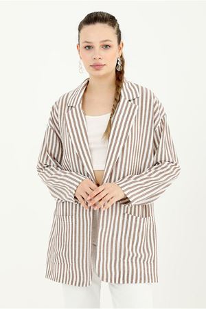 25Y5243 - KAHVE - BLAZER KETEN CEKET