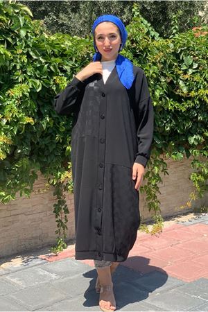 25Y5128 - SİYAH - JAKARLI UZUN KAP 