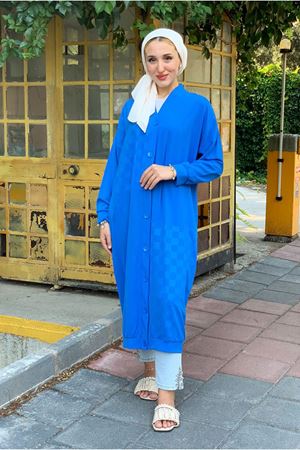 25Y5128 - MAVİ - JAKARLI UZUN KAP