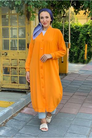 25Y5066 - TURUNCU - DÜĞMELİ BASİC CEKET