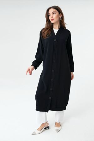 25Y5066 - SİYAH - DÜĞMELİ BASİC CEKET