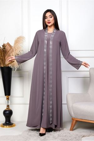 25Y6065 - MÜRDÜM - BÜYÜK BEDEN ŞİFON CEKETLİ İÇLİ DIŞLI ABİYE ELBİSE