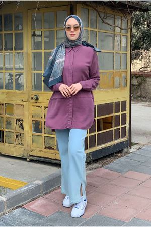 25Y7050 - MÜRDÜM - KATLI KOT GÖMLEK TUNİK