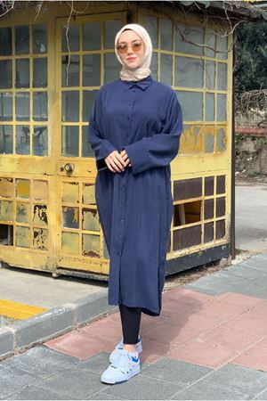 25Y7410 - LACİVERT - GÖMLEK ELBİSE 