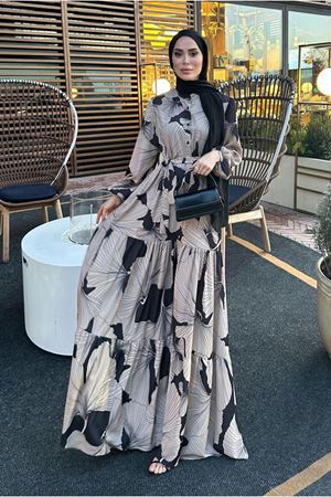 25Y7460 - DESENLİ - MERWİSH  YAZ ELBİSE