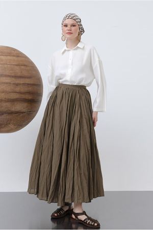 25Y7100 - HAKİ - KIRIŞIK ASTARLI BALON ETEK