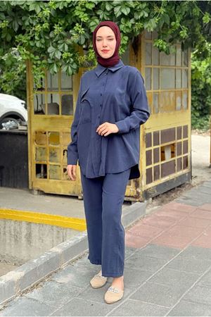 25Y7535 - LACİVERT - GÖMLEKLİ İKİLİ TAKIM