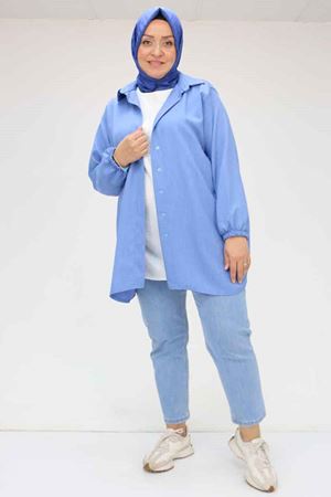 58068 Büyük Beden Erkek Yakalı Gömlek - İndigo