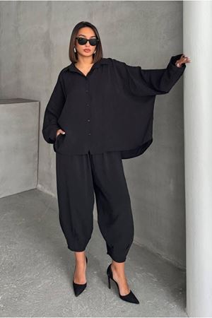 25Y7520 - SİYAH - ŞALVAR PANTOLON TAKIM