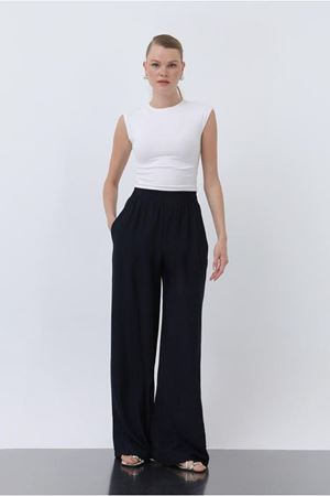 25Y7350 - SİYAH - ÇİLEK BOL PAÇA PANTOLON 