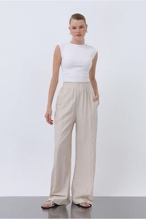 25Y7350 - BEJ - ÇİLEK BOL PAÇA PANTOLON