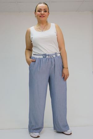 59007 Büyük Beden Kemeri Ribana Detaylı Xons Kot Pantolon - Lacivert