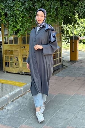 25Y7410 - ANTRASİT - GÖMLEK ELBİSE