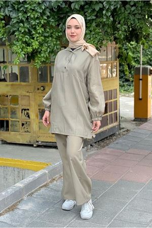 25Y7526 - HAKİ - KAPÜŞONLU ÇITÇIT DETAY TAKIM