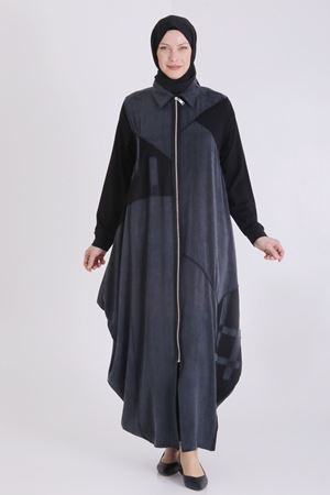 25Y28072 - SİYAH - Büyük Beden Tesettür İpek Kupra Ferace