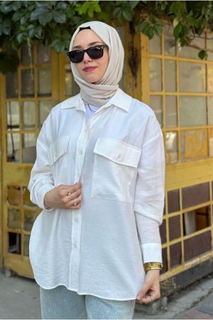 25Y7002 - EKRU - BASİC CEP DETAYLI GÖMLEK