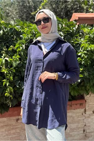 25Y7018 - LACİVERT - LİYOSEL TEK CEP GÖMLEK 