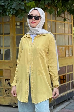 25Y7022 - SARI - YILDIZ İŞLEMELİ GÖMLEK
