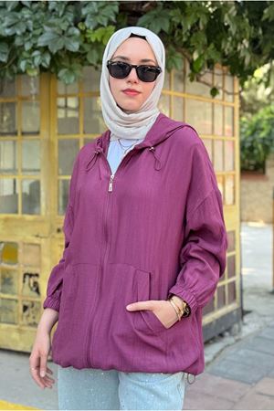 25Y7295 - BORDO - KANGURU CEPLİ BOMBER CEKET