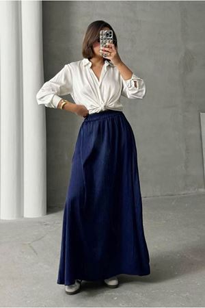 25Y7120 - LACİVERT - KRAŞ SATEN ETEK