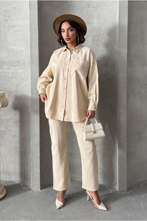 25Y7558 - BEJ - TARZ PANTOLONLU TAKIM