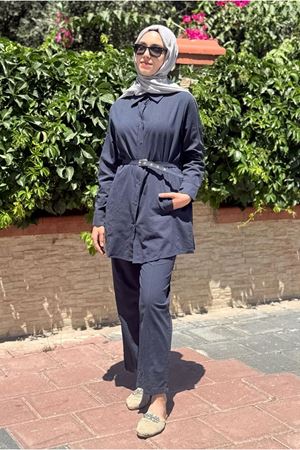 25Y7554 - LACİVERT - KEMERLİ TAKIM