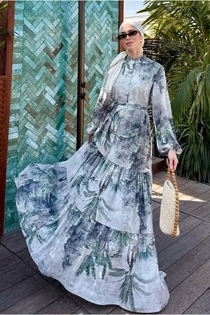 25Y1286 - AÇIK YEŞİL - MERWİSH  YAZ ELBİSE