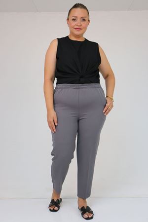 59018 Büyük Beden Boru Paça Double Kumaş Pantolon - Gri