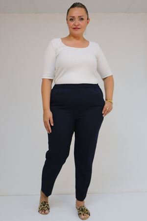 59018 Büyük Beden Boru Paça Double Kumaş Pantolon - Lacivert