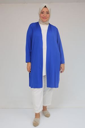 43008 Büyük Beden Penye Ceket - Saks