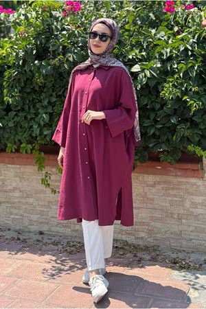 25Y7036 - BORDO - YARASAKOL MODAL OVERSİZE TUNİK