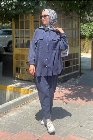 25Y7536 - LACİVERT - CEPLİ KONİK PANTOLONLU TAKIM